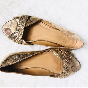 Sezane Low Romane Gold Ballerina Flats
